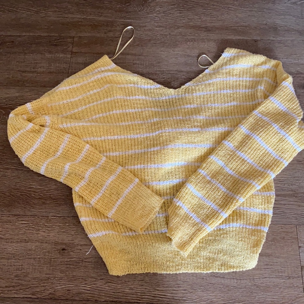cropped knot back stripe sweater